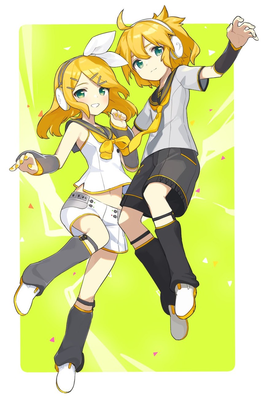 kagamine rin and kagamine len (vocaloid) drawn by tekka_maki_(wafuu-bune)