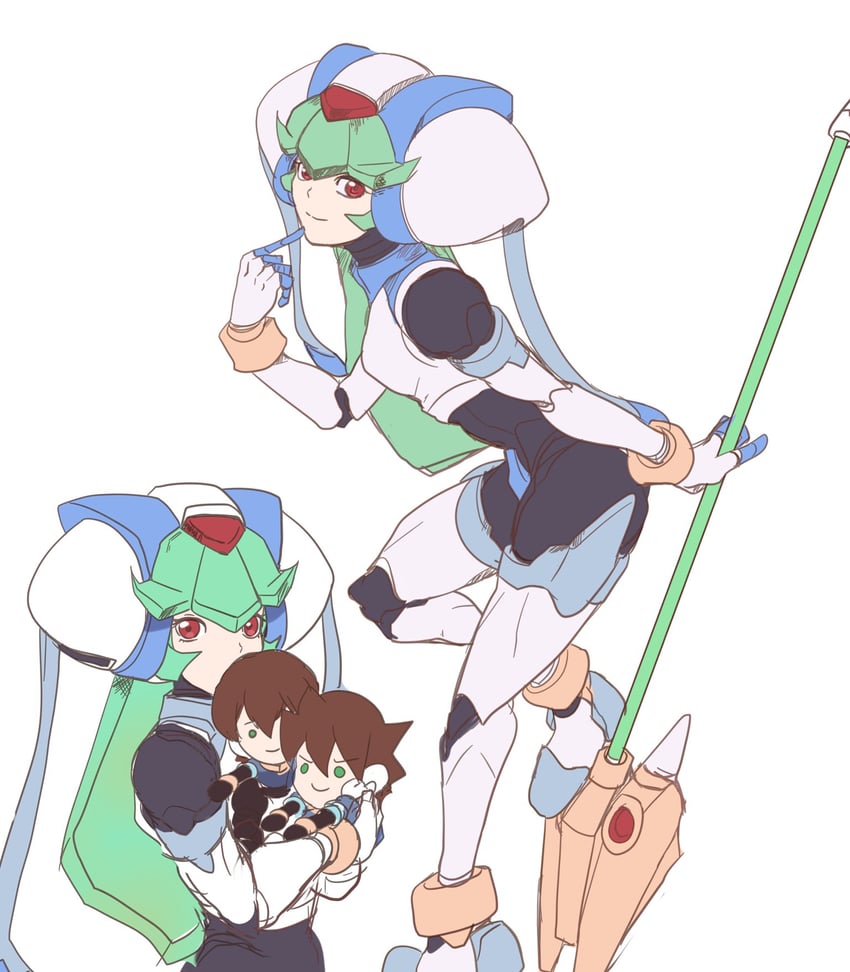 aile, pandora, model w, and vent (mega man and 1 more) drawn by raica_(khongbautroi)