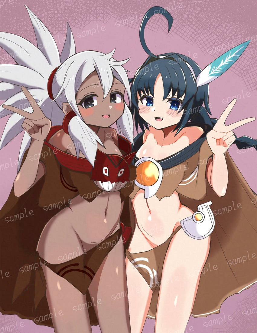 kasli, ururun wolf, and huntress terun (nyanko daisensou) drawn by chibiharin