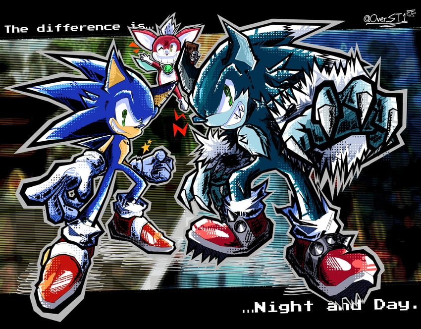sonic the hedgehog, sonic the werehog, and chip (sonic and 1 more) drawn by over_st1