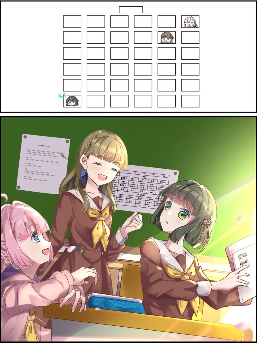 momose ginko, anyoji hime, and kachimachi kosuzu (love live! and 1 more) drawn by sakari_(pear_8_ll)