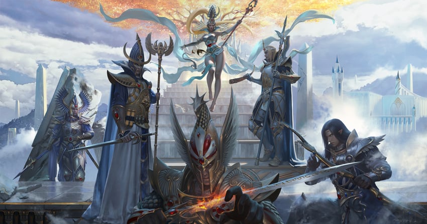 alarielle the radiant, tyrion, prince imrik, alith anar, eltharion, and 1 more (warhammer fantasy and 3 more)