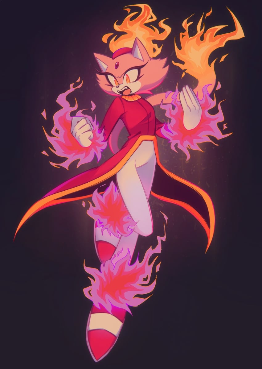 blaze the cat and burning blaze (sonic and 1 more) drawn by minxinq