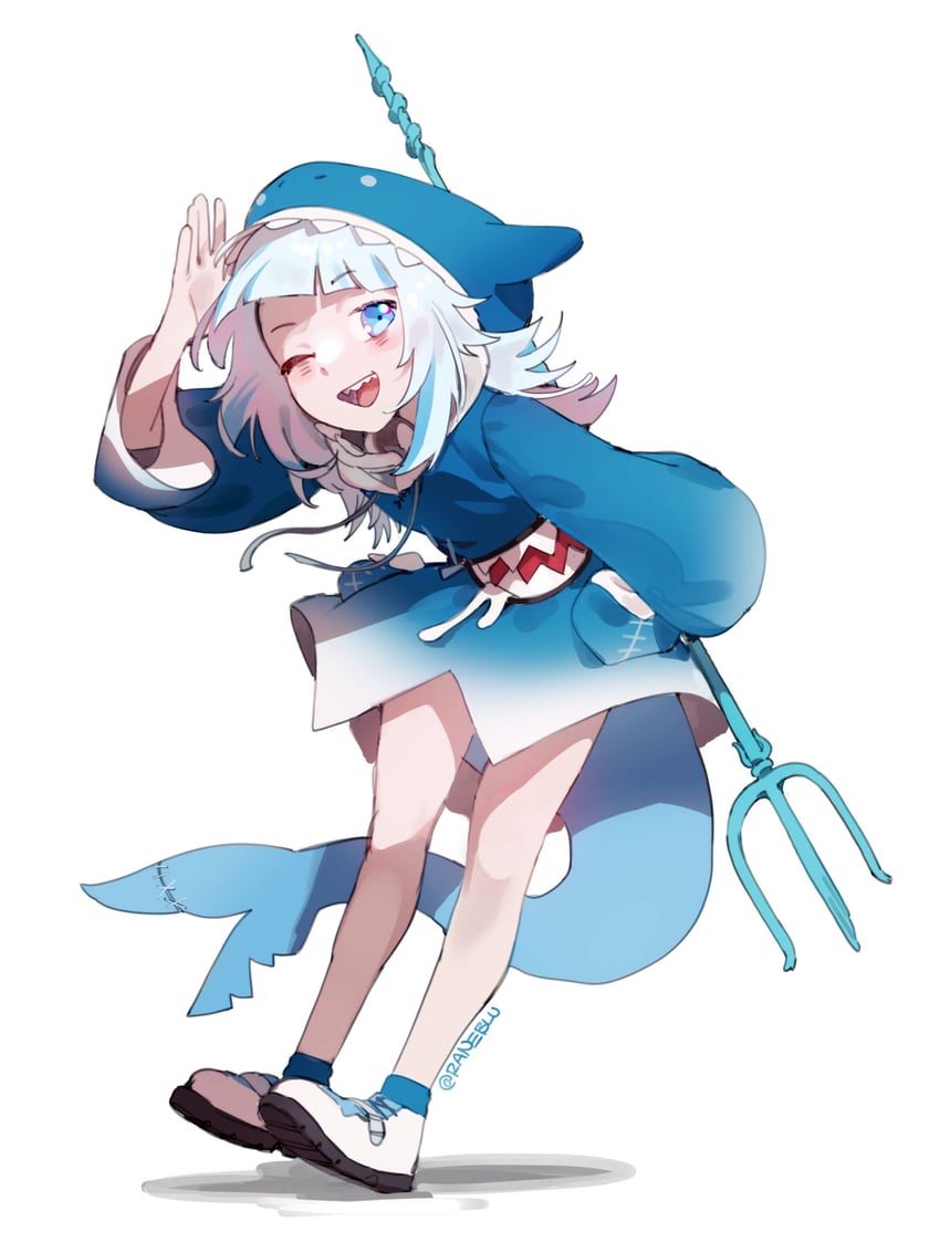 gawr gura (hololive and 1 more) drawn by raneblu