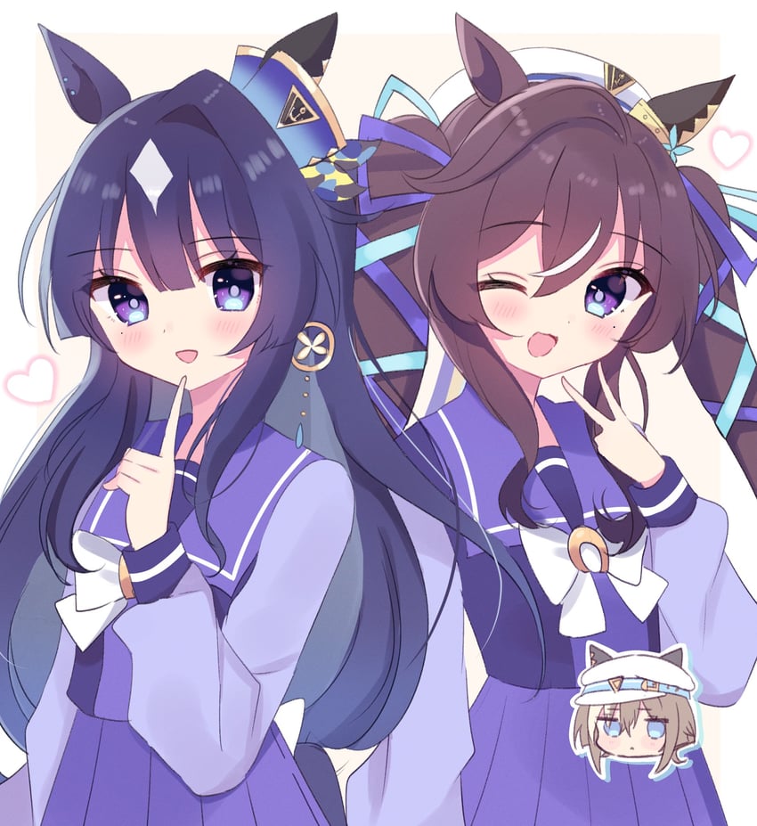 cheval grand, verxina, and vivlos (umamusume) drawn by nameko_(aa_04)