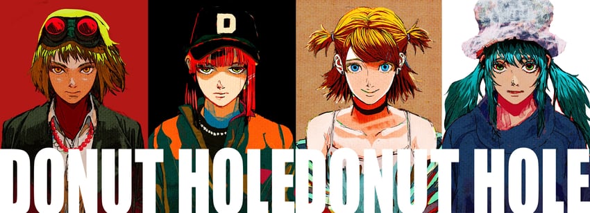 hatsune miku, kagamine rin, megurine luka, and gumi (vocaloid and 1 more) drawn by yonezu_kenshi