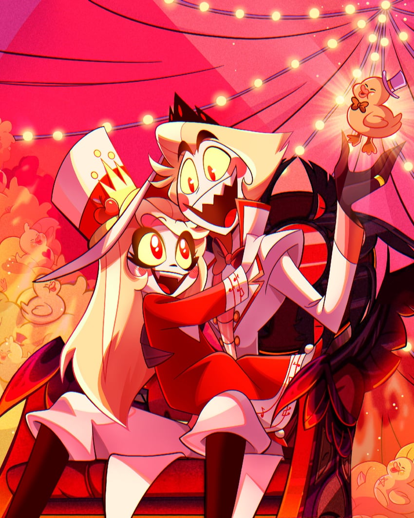 lucifer morningstar and charlie morningstar (hazbin hotel) drawn by chandllucky