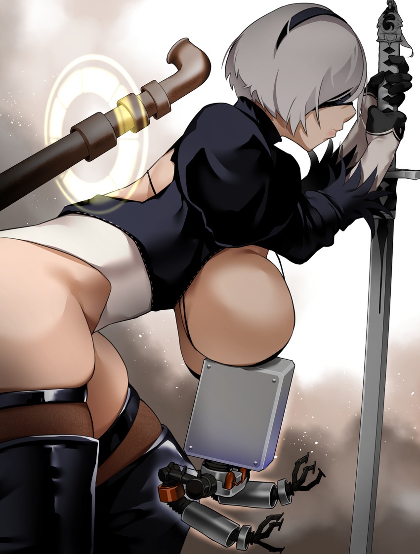 2b and pod (nier and 1 more) drawn by bakkanki
