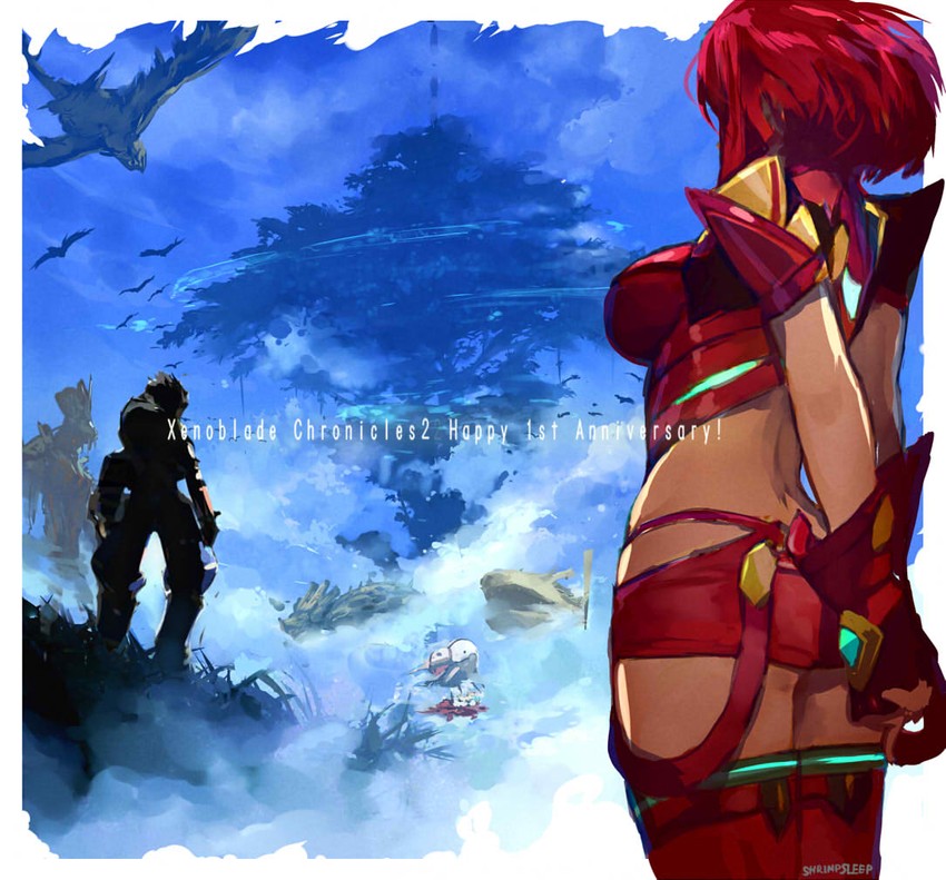 pyra and rex (xenoblade chronicles and 1 more) drawn by shrimqsleeq