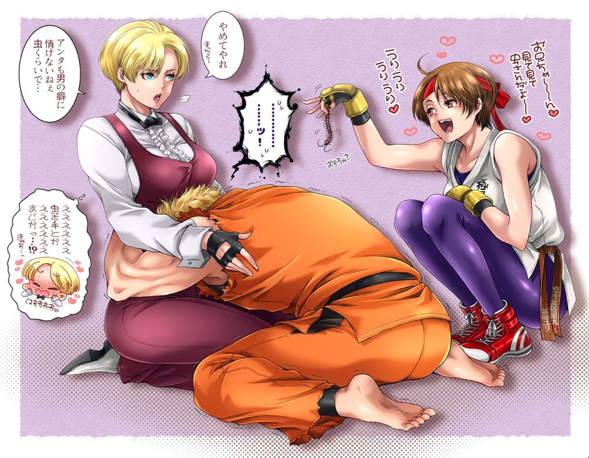 yuri sakazaki, king, and ryou sakazaki (the king of fighters and 1 more) drawn by miru_(mill_36)