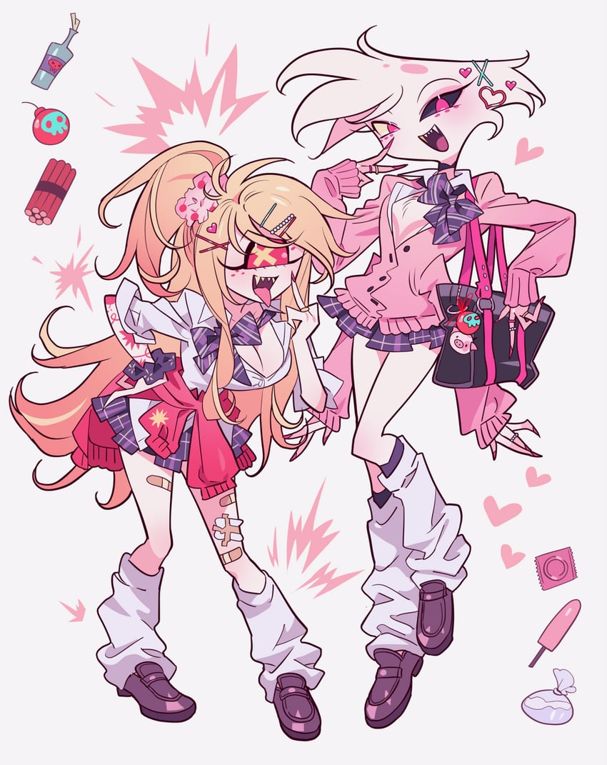 angel dust, cherri bomb, and fat nuggets (hazbin hotel) drawn by meremero