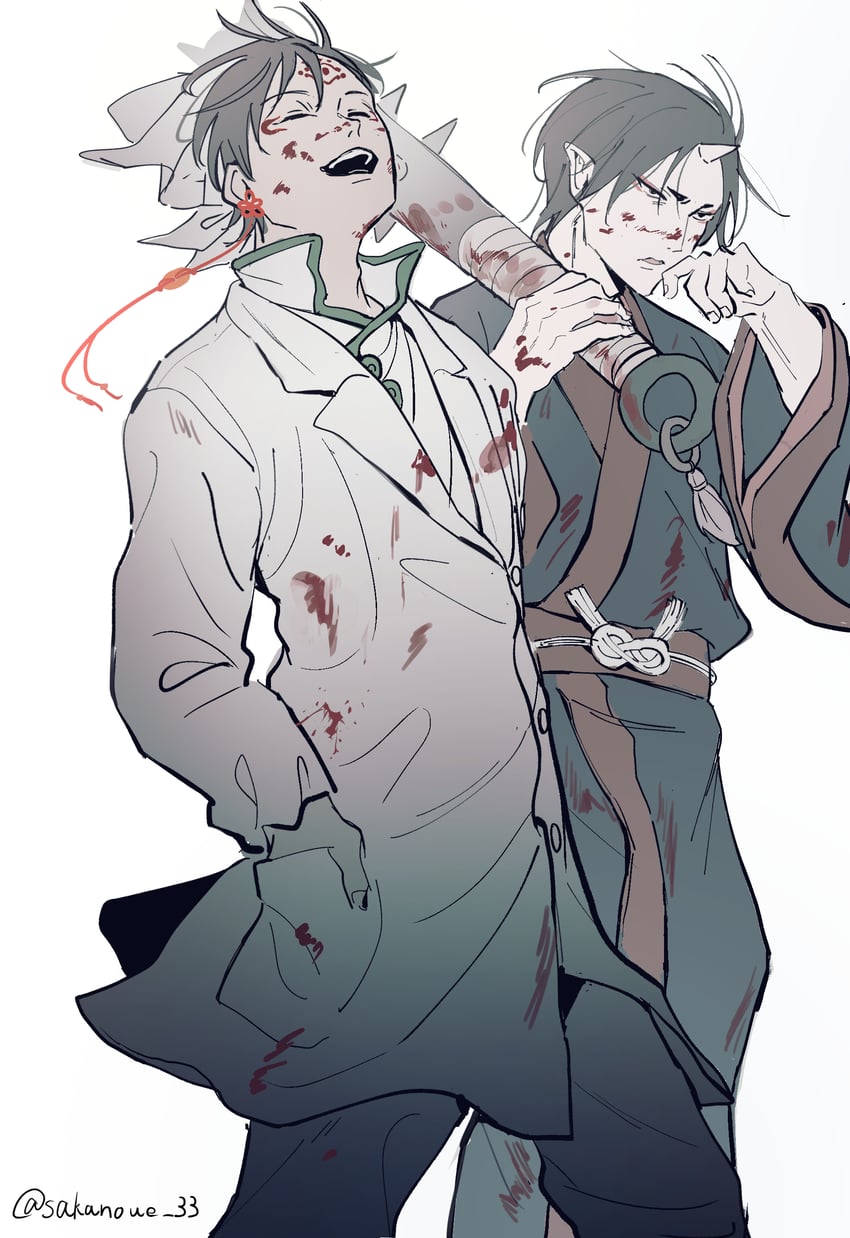 hoozuki and hakutaku (hoozuki no reitetsu) drawn by sakanoue_33