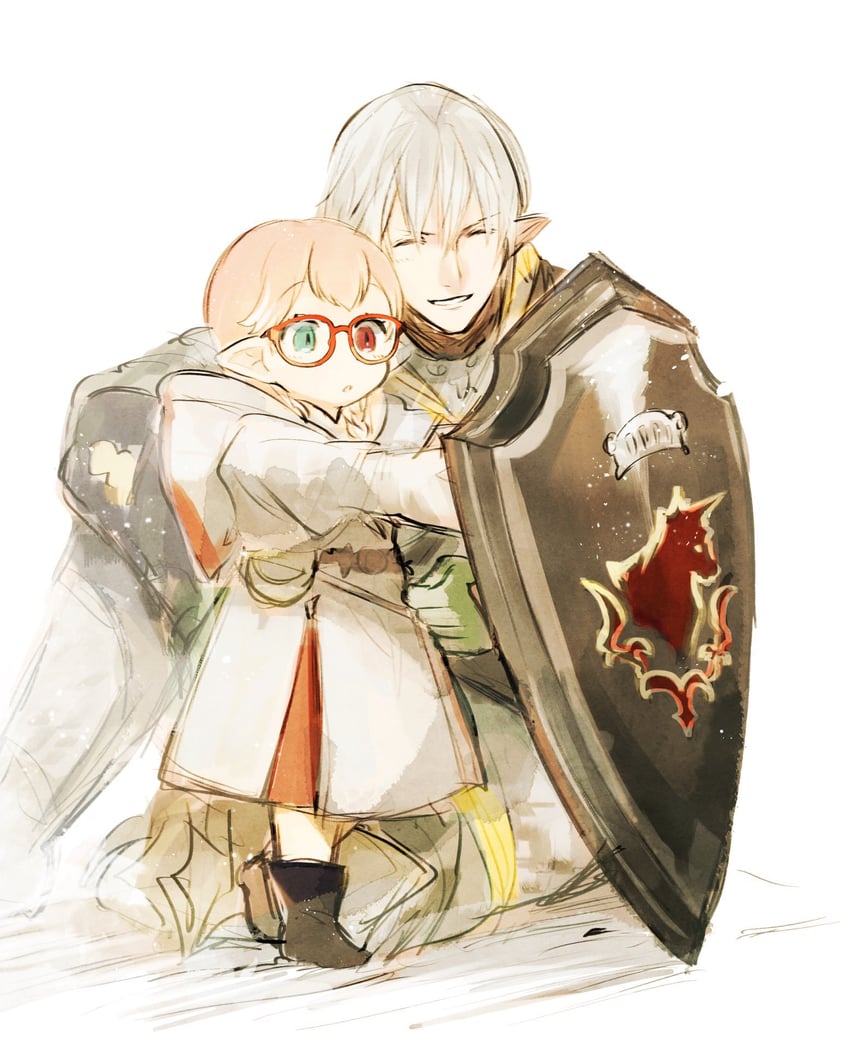 warrior of light, white mage, and haurchefant greystone (final fantasy and 1 more) drawn by asumi_chikyuu