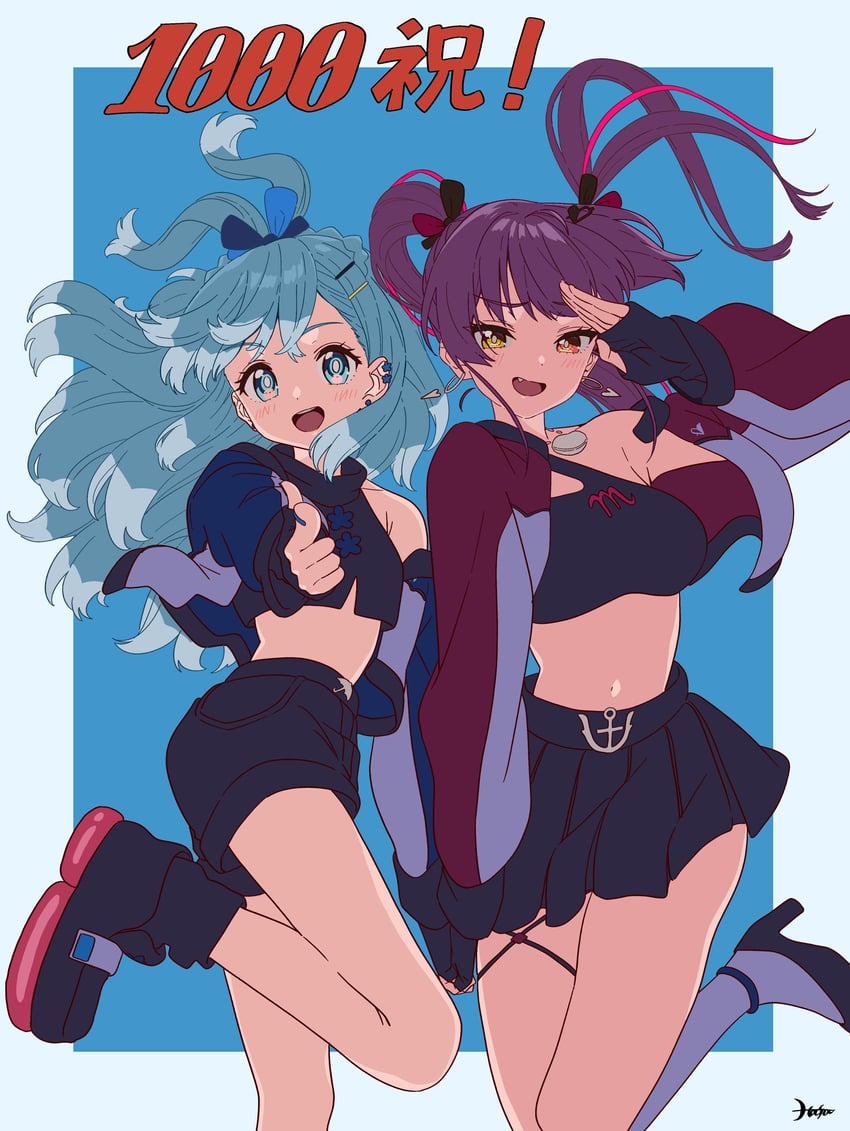 houshou marine and kobo kanaeru (hololive and 2 more) drawn by hasu