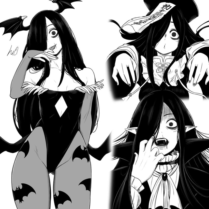 morrigan aensland and yamamura sadako (darkstalkers and 1 more) drawn by lughost