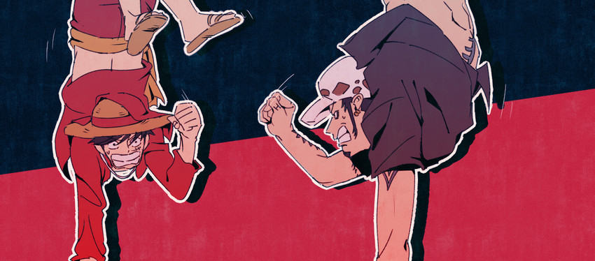 monkey d. luffy and trafalgar law (one piece) drawn by obobkkp