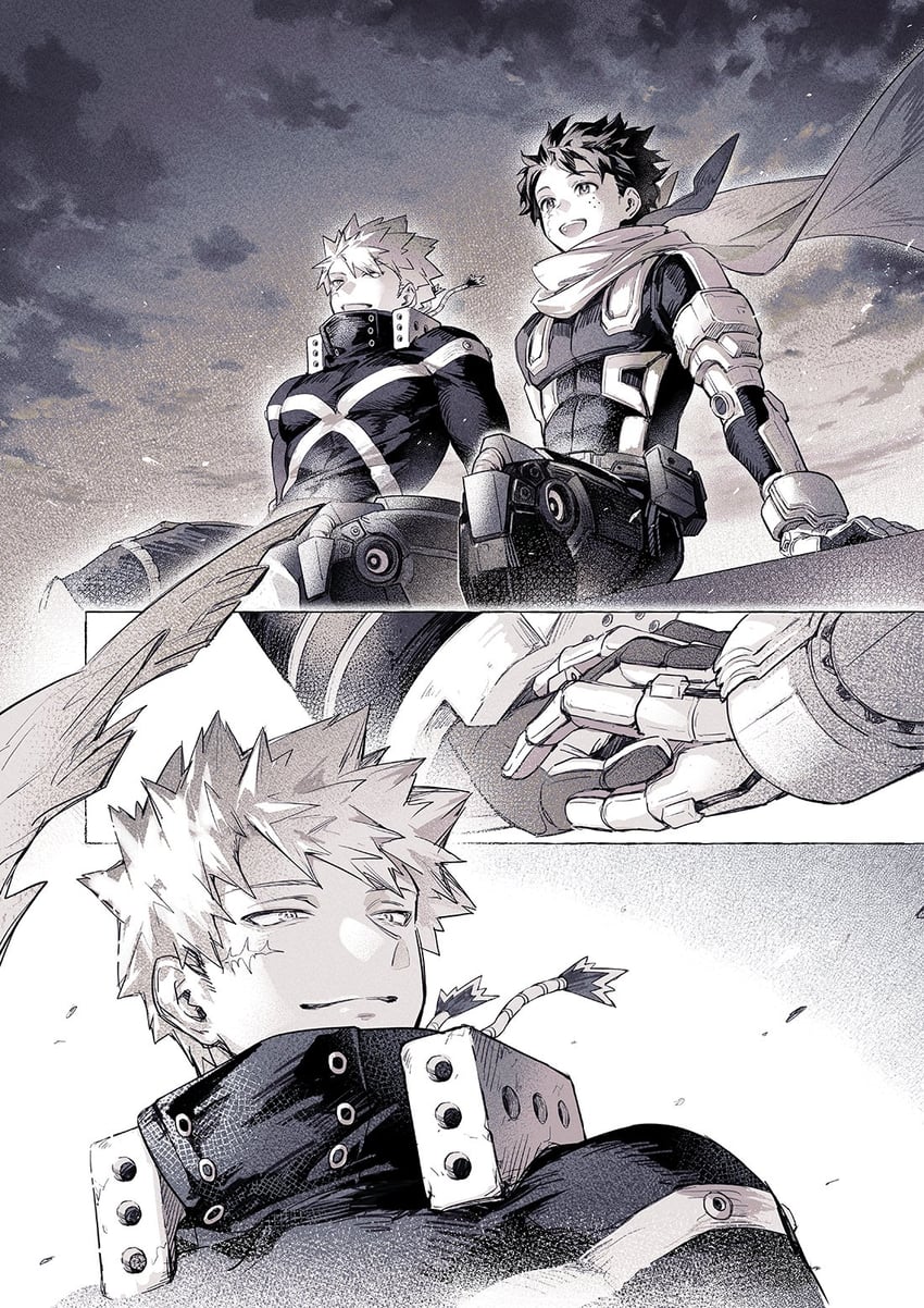 midoriya izuku and bakugou katsuki (boku no hero academia) drawn by lycik_98