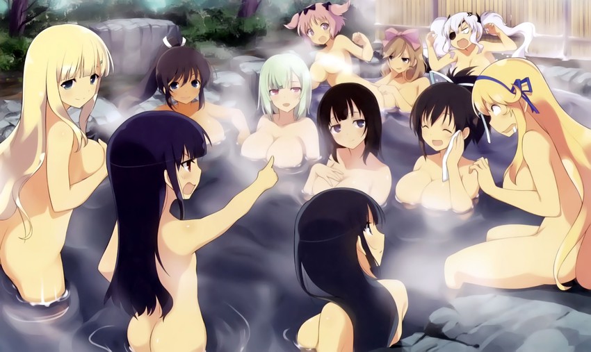 asuka, ikaruga, hibari, homura, yomi, and 6 more (senran kagura) drawn by yaegashi_nan