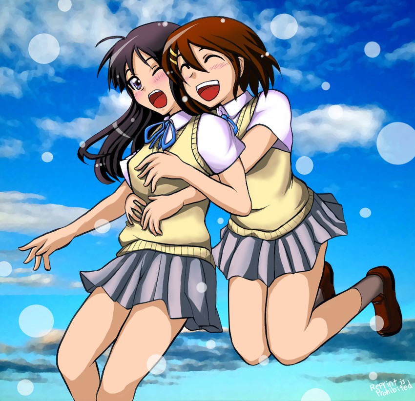akiyama mio and hirasawa yui (k-on!) drawn by tatsumi_kei_(t_k)