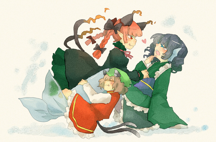 kaenbyou rin, chen, and wakasagihime (touhou) drawn by tachibana_neko