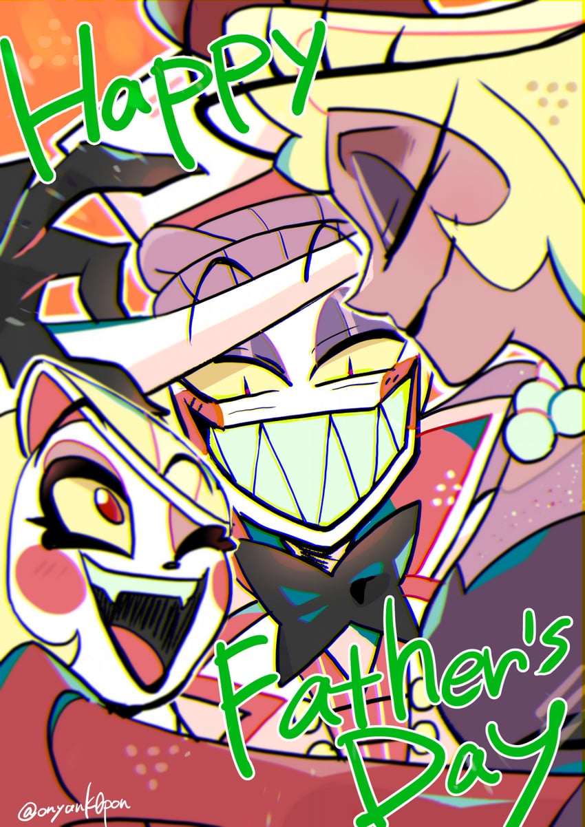 lucifer morningstar, charlie morningstar, and lilith (hazbin hotel) drawn by kin_(58n58n58n)