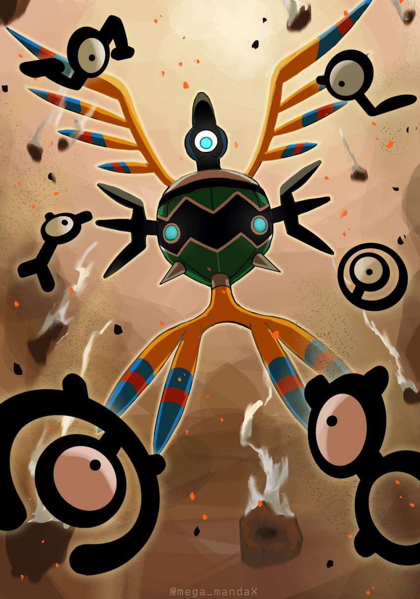 unown, unown o, sigilyph, unown s, unown l, and 3 more (pokemon) drawn by mega_mandax