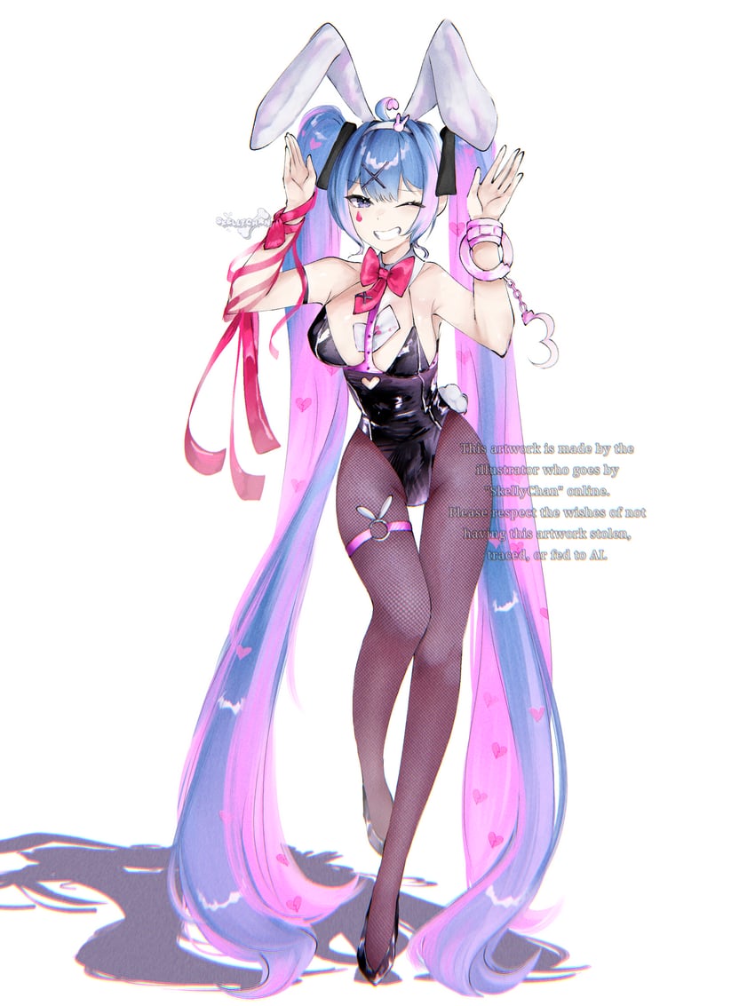 hatsune miku (vocaloid and 1 more) drawn by skellychan