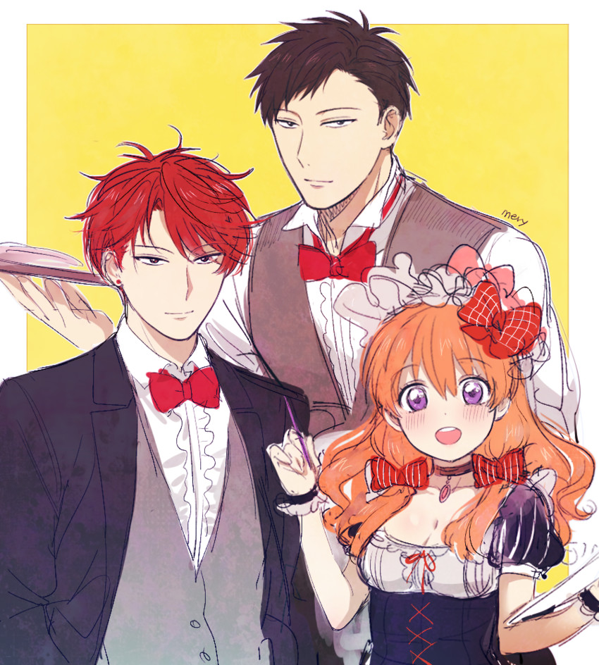 sakura chiyo, nozaki umetarou, and mikoshiba mikoto (gekkan shoujo nozaki-kun) drawn by mery_(yangmalgage)