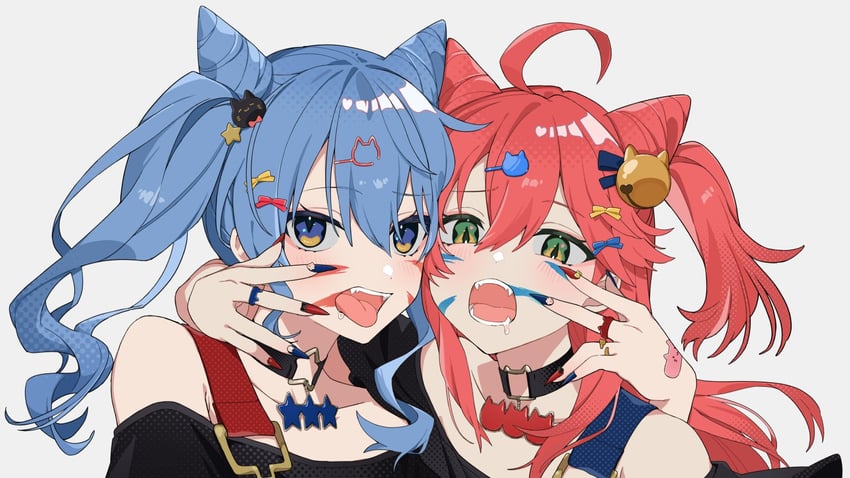hoshimachi suisei and sakura miko (hololive and 1 more) drawn by zumi_tiri