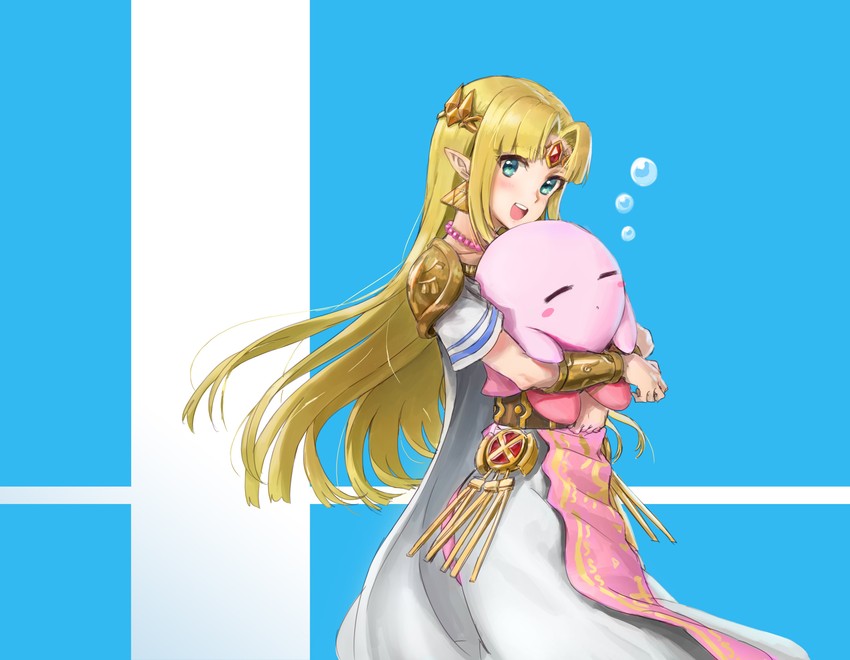 princess zelda and kirby (the legend of zelda and 3 more) drawn by athenawyrm