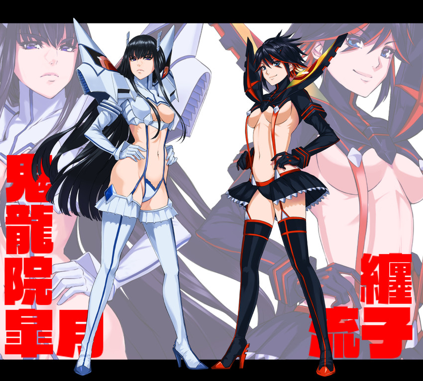 matoi ryuuko, senketsu, kiryuuin satsuki, and junketsu (kill la kill) drawn by din_(raiden)