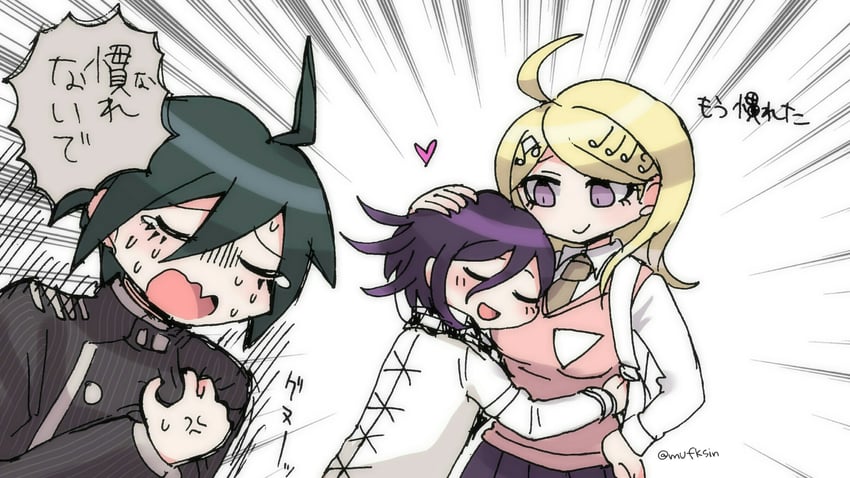 oma kokichi, saihara shuichi, and akamatsu kaede (danganronpa and 1 more) drawn by mufksin