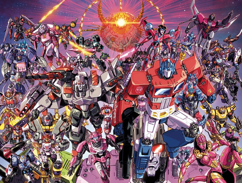 optimus prime, megatron, starscream, arcee, soundwave, and 38 more (transformers and 24 more) drawn by alex_milne and dyemooch