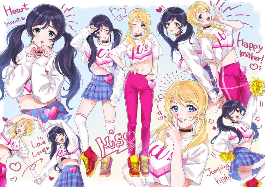 tojo nozomi and ayase eli (love live! and 1 more) drawn by zawawa_(satoukibi1108)