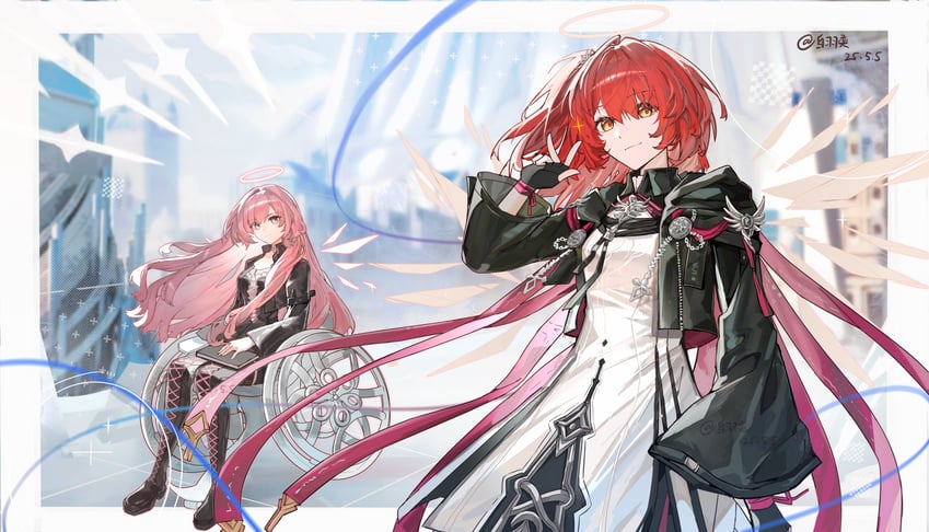 exusiai, lemuen, and exusiai the new covenant (arknights) drawn by baiyuyi