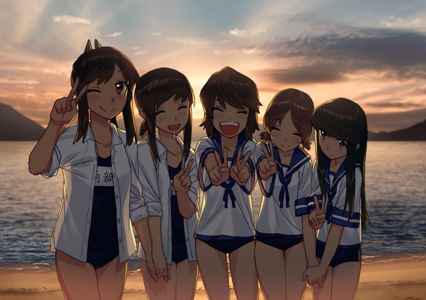 fubuki, i-401, hatsuyuki, miyuki, and shirayuki (kantai collection) drawn by blew_andwhite