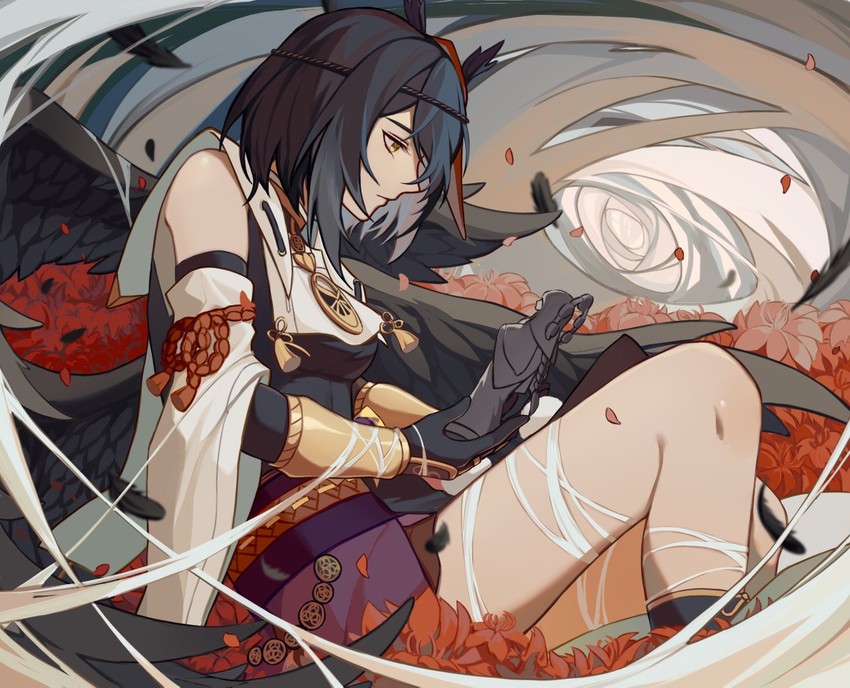 raiden shogun and kujou sara (genshin impact) drawn by aaaansy