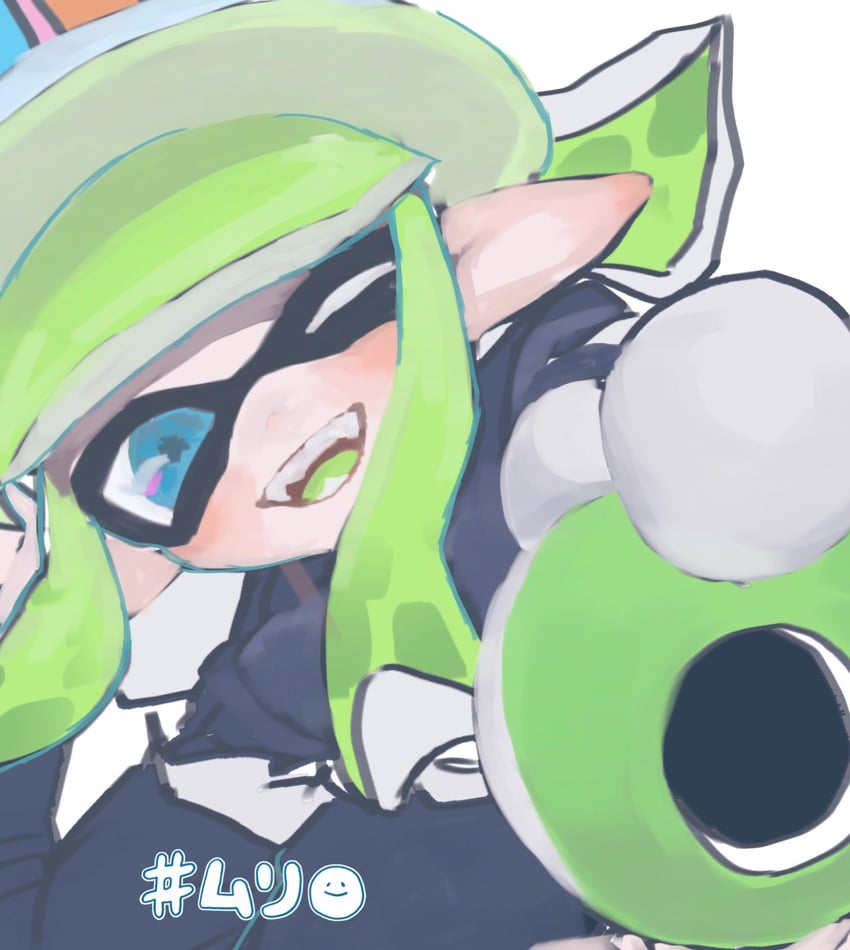 inkling player character and inkling girl (splatoon) drawn by butter_(oshi8kyoumoh)