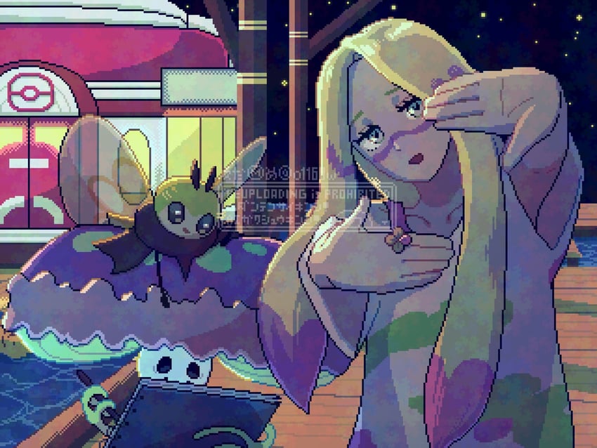 ribombee, mina, and shiinotic (pokemon and 1 more) drawn by o1168w