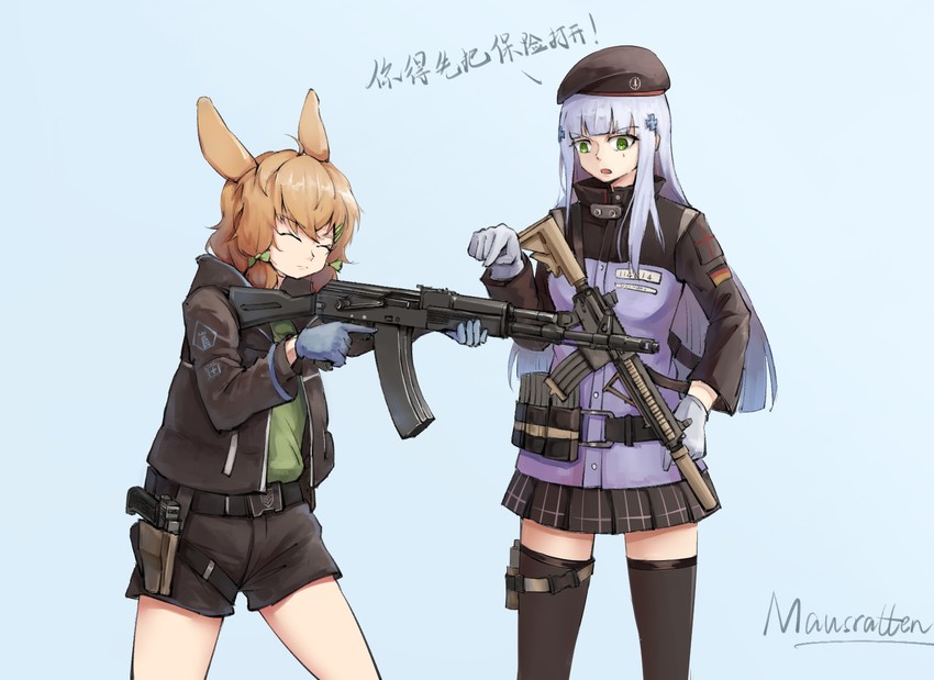 hk416 and kroos (arknights and 1 more) drawn by super_hellrat