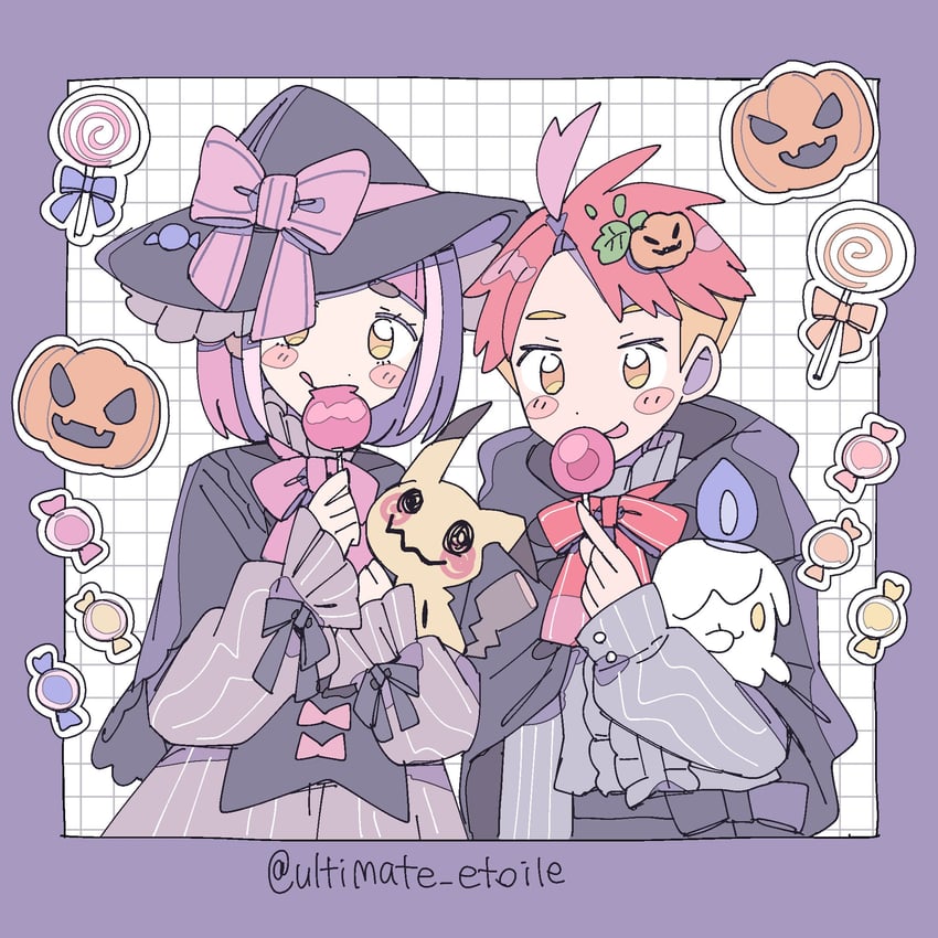 mimikyu, litwick, lacey, and crispin (pokemon and 1 more) drawn by remoooon