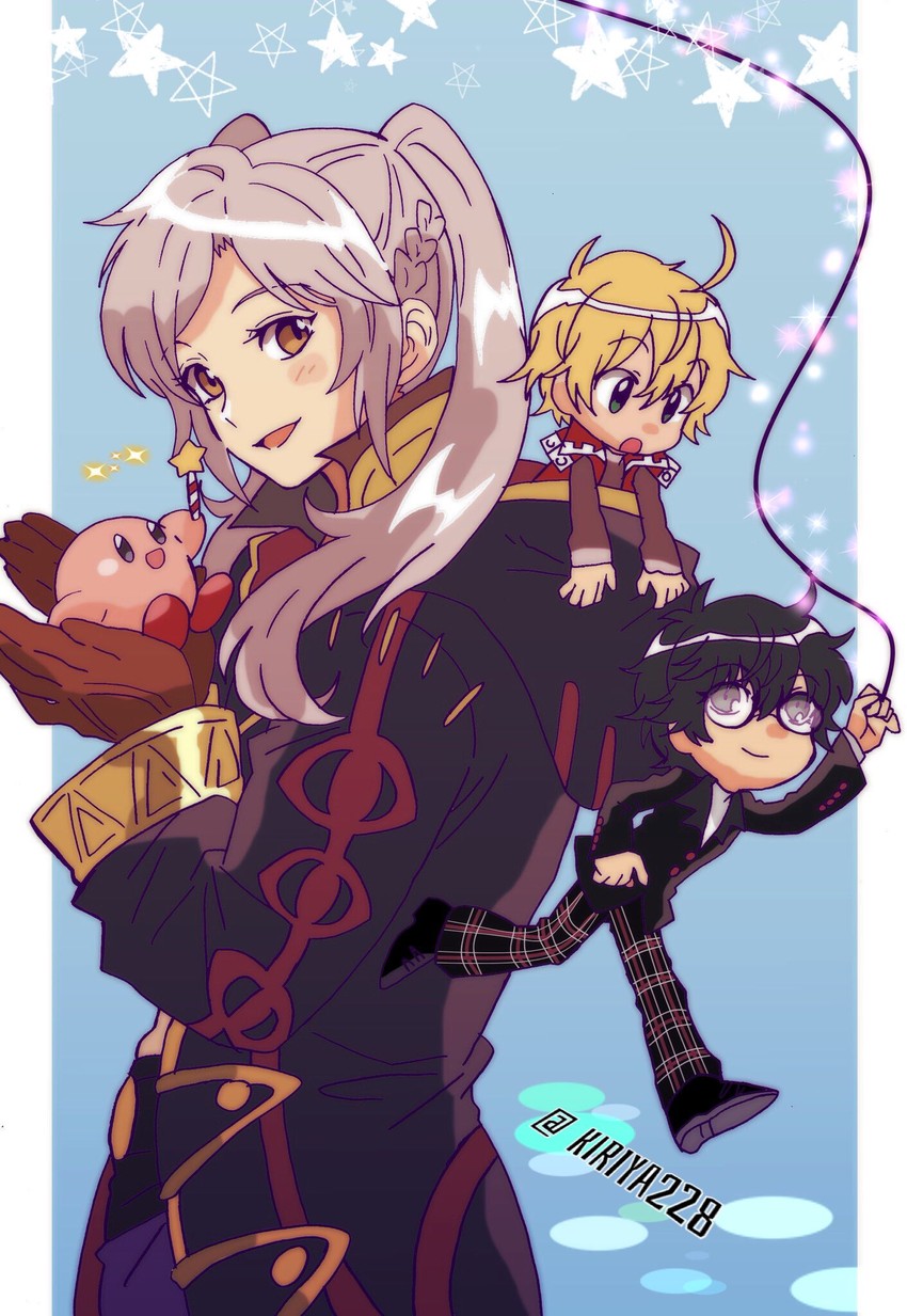 kirby, amamiya ren, female robin, and shulk (fire emblem and 7 more) drawn by kiriya_(552260)