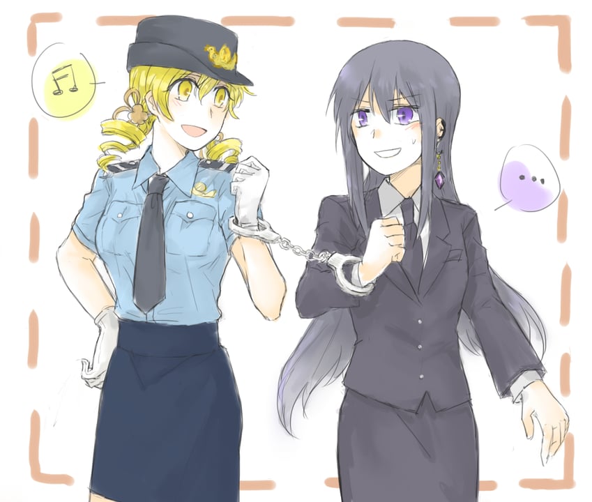 akemi homura and tomoe mami (mahou shoujo madoka magica) drawn by t_(thnk)