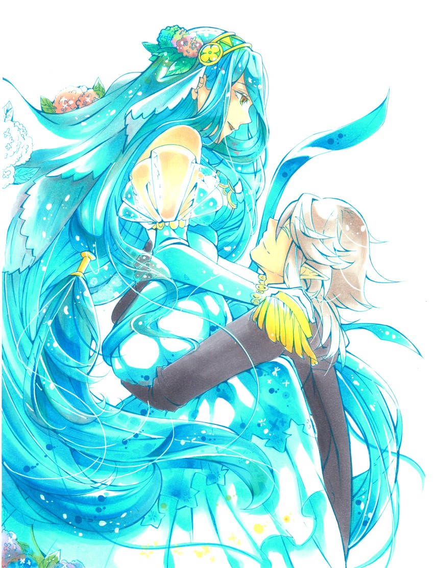 azura and male corrin (fire emblem and 1 more) drawn by shiratsu_(white-seaside)