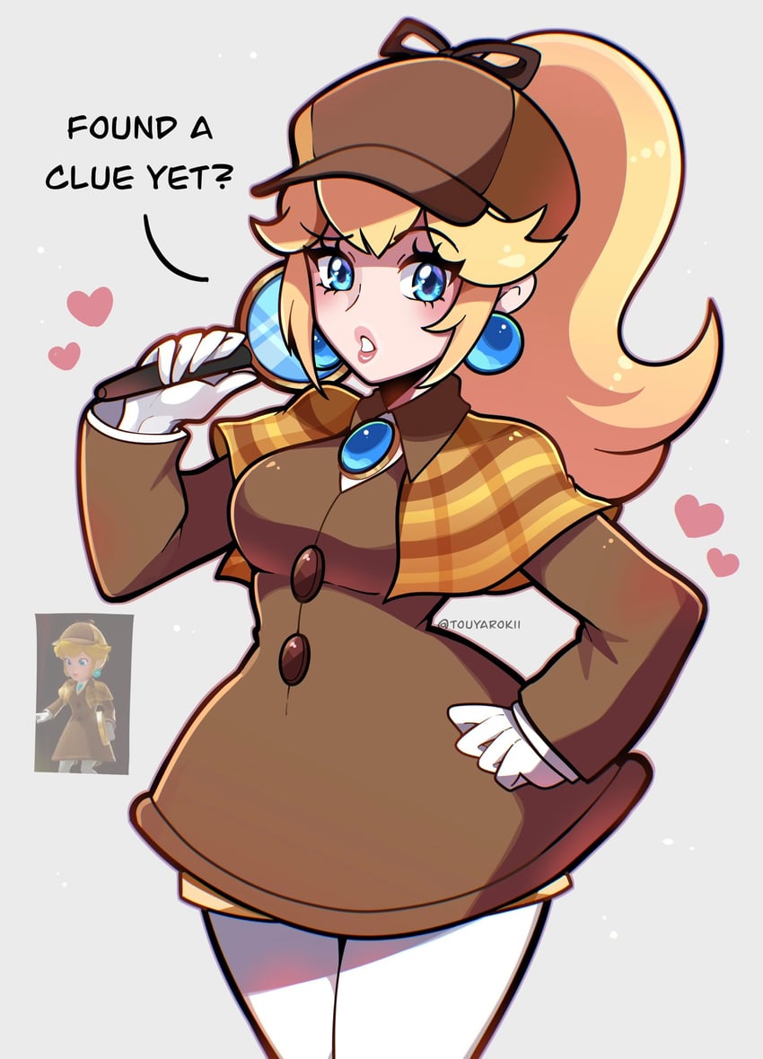 princess peach and detective peach (mario and 1 more) drawn by touyarokii