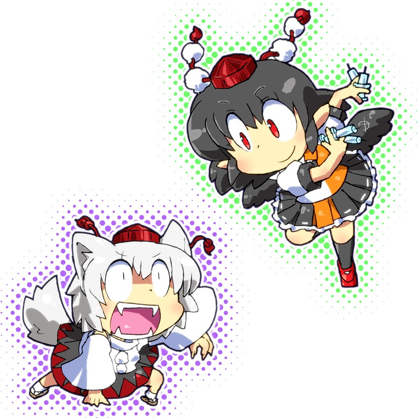 shameimaru aya and inubashiri momiji (touhou) drawn by gomi_ichigo