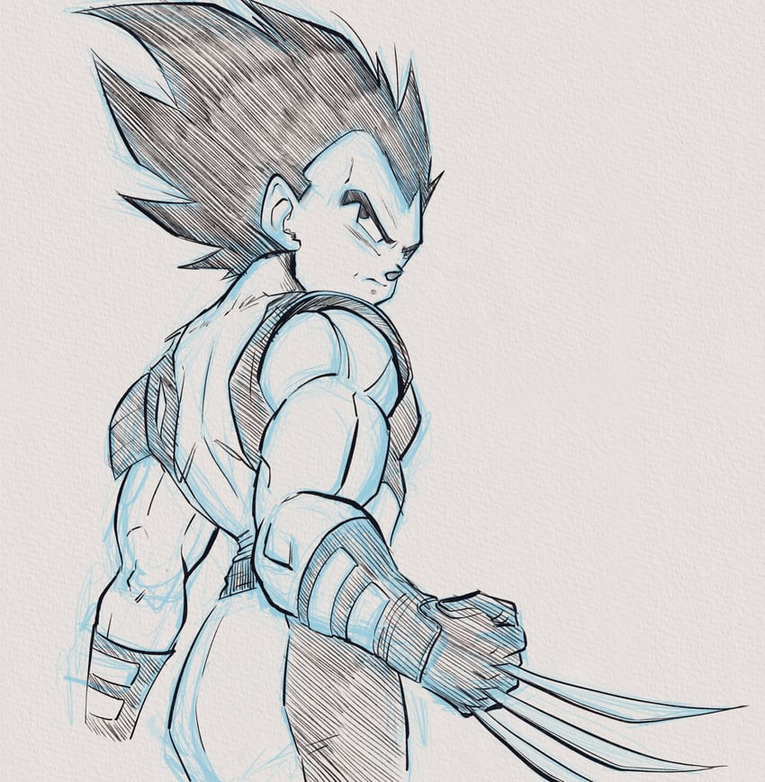 vegeta and wolverine (dragon ball and 2 more) drawn by dragonbof