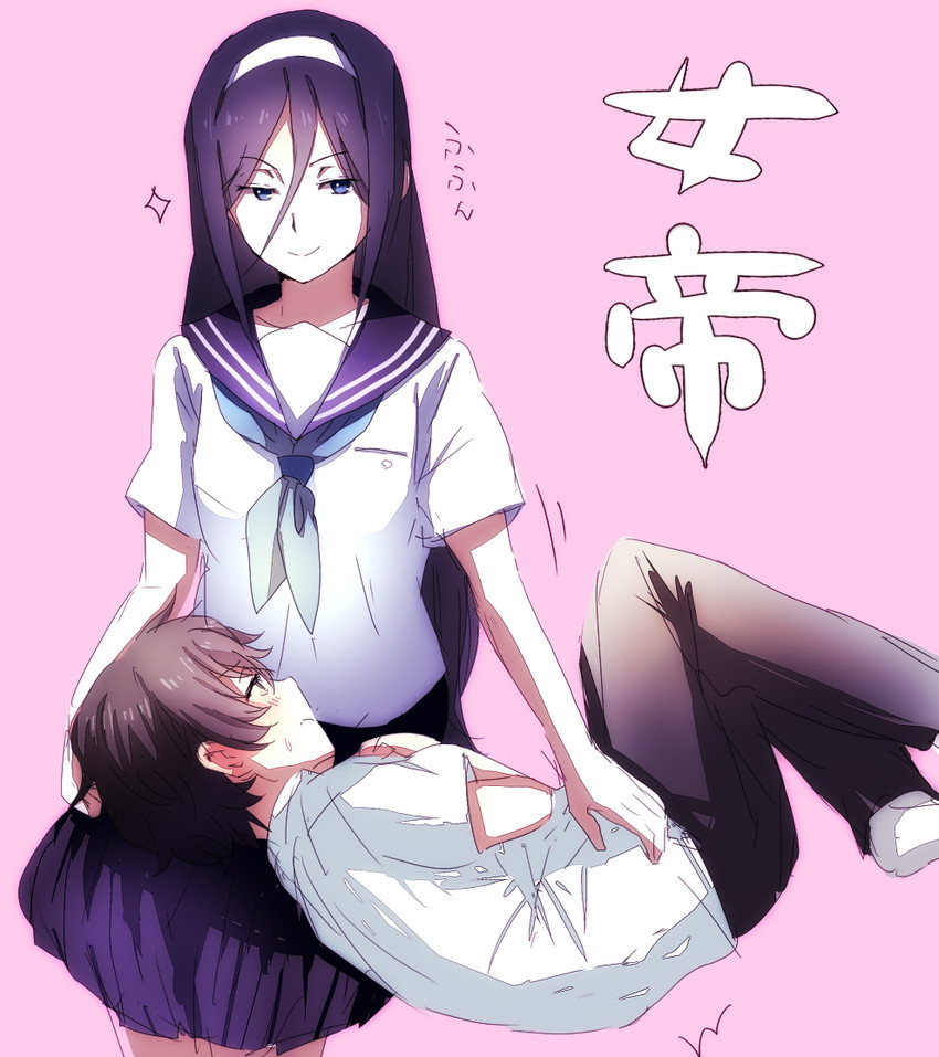 oreki houtarou and irisu fuyumi (hyouka) drawn by anyaaki