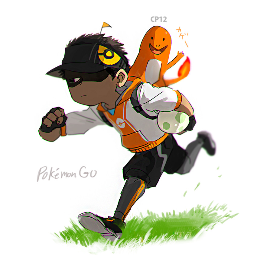 charmander and male protagonist (pokemon and 1 more) drawn by hscatter