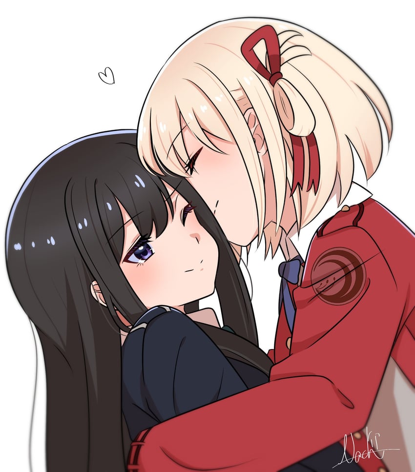 nishikigi chisato and inoue takina (lycoris recoil) drawn by nunununoyuyuyu